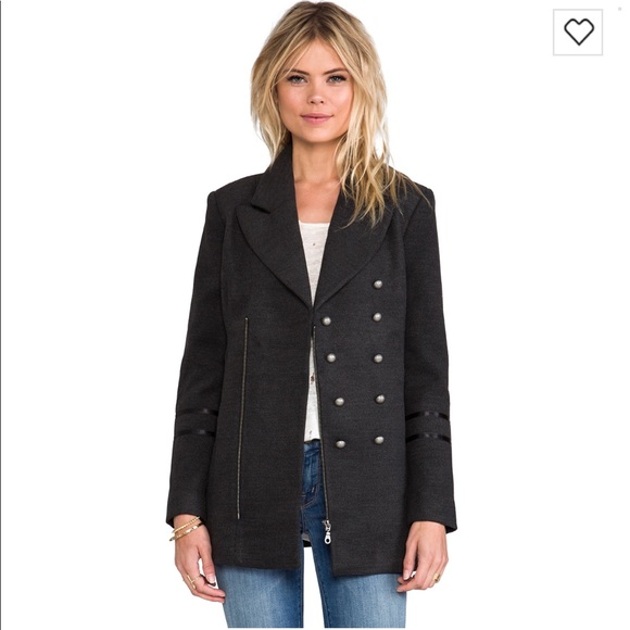 Anine Bing Zip Front Grey Pea Coat, size XS - Picture 2 of 8